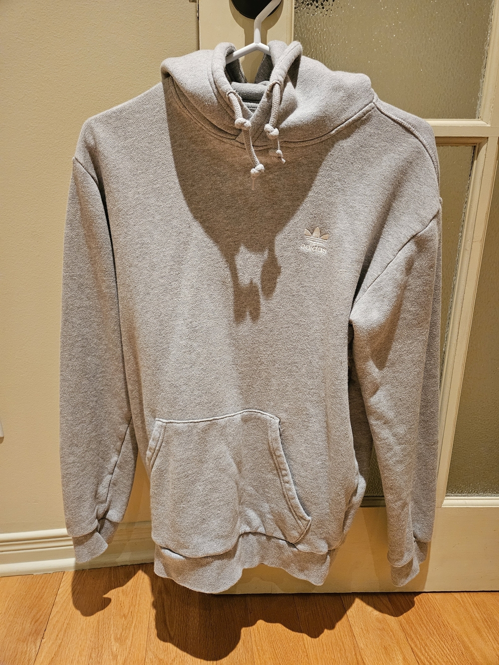 adidas Light Gray Pullover Hoodie with Trefoil Logo